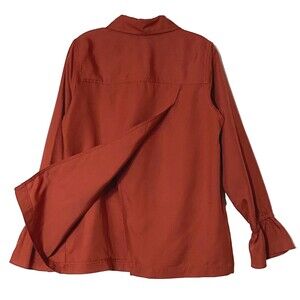 Worth New York Shirt Jacket Women S Terra Cotta Poet Sleeves Open Slit Back NWOT